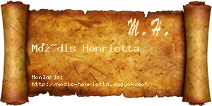 Módis Henrietta névjegykártya